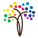 Logo symbol of Babaji Vidhyashram CBSE school, having colorful dots that symbolizes a blooming tree.